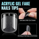 Extra Short Square Nail Tips, 192Pcs Clear Acrylic Half Matte False Nails