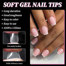 420Pcs Extra Short Coffin Nail Tips, Clear Full Cover Acrylic Gel Nails