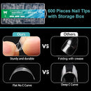 Soft Gel Short Almond Nail Tips, 600Pcs Clear Half Cover Salon Quality Nails