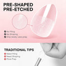 150Pcs Extra Short Almond Nail Tips, Pre-Etched Gel Tips in 15 Sizes