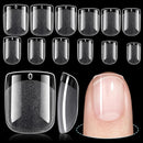Extra Short Square Nail Tips, 192Pcs Clear Acrylic Half Matte False Nails